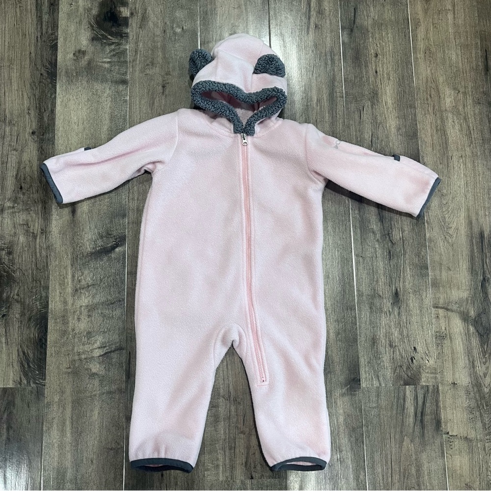 Columbia Infant Baby 6-12 Months Tiny Bear II Bunting Fleece One Piece Zip Pink